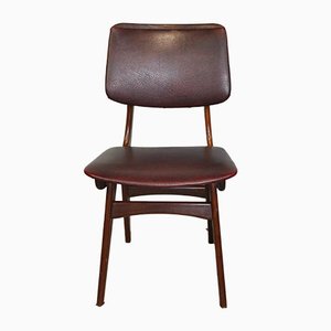 Maroon Leatherette Chairs by Louis van Teeffelen, 1960s, Set of 4-ROJ-655111