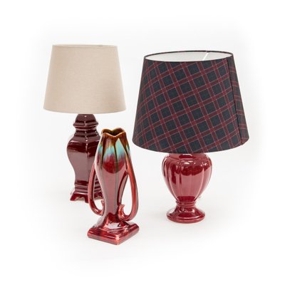 Maroon Majolica Table Lamp-FSD-1311315