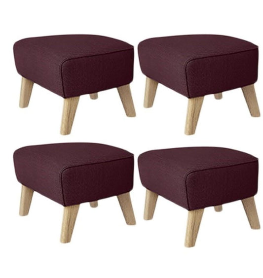 Maroon Natural Oak Raf Simons Vidar 3 My Own Chair Footstool by Lassen, Set of 4