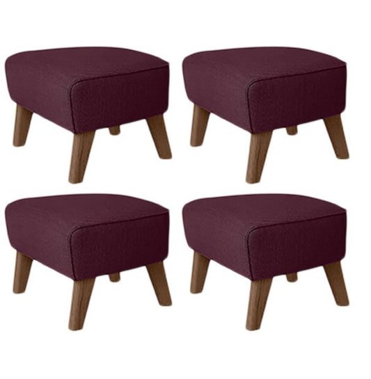 Maroon Smoked Oak Raf Simons Vidar 3 My Own Chair Footstool by Lassen, Set of 4