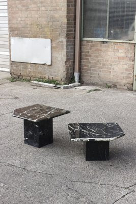 Marquina Black and Marble Back Tables, 1980s, Set of 2-XIJ-1748951