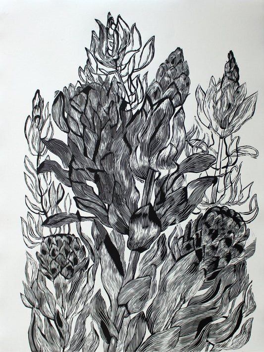 Marta Bozyk, Protea (Flower), 2018, Linocut