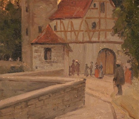 Martin B. Leisser, Scene in a Castle Park, 1911, Oil on Cardboard, Framed-ZZV-1720869