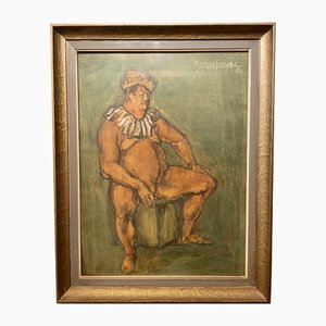 Martin Baranda, Nude Harlequin, Crayon & Pencil on Paper, Framed-OPE-1361810