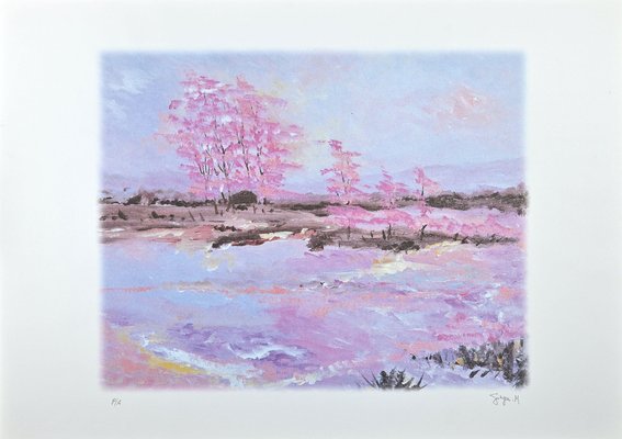 Martine Goeyens, Pink Blossoms, Lithograph, 2000s-ZCI-1770276