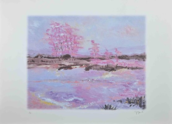 Martine Goeyens, Pink Blossoms, Original Lithograph, 2000s-ZCI-1270460