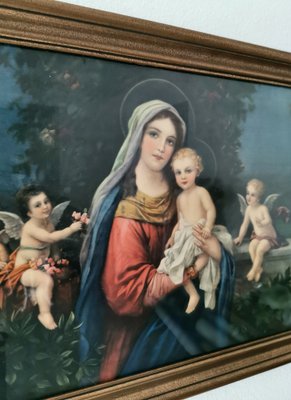 Mary with Jesus & Angels, 1950s, Print, Framed-FW-1793834