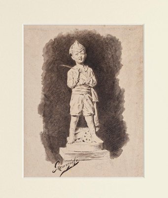 Marzichi, The Toy Soldier, Ink and Watercolor, Early 20th Century-ZCI-1378959