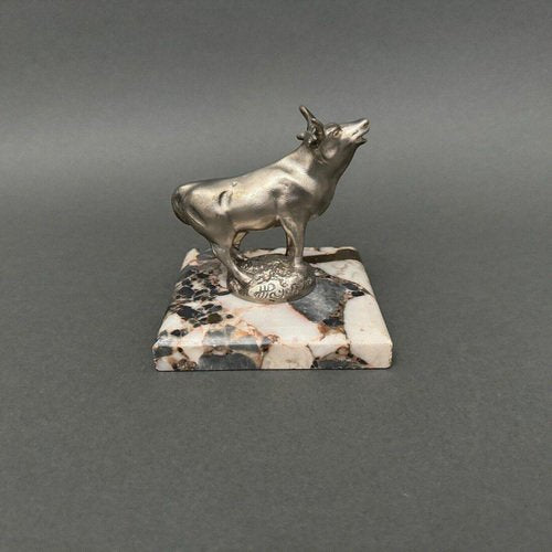 Mascot Cow in Silvered Bronze by H. Payen