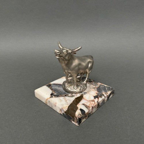 Mascot Cow in Silvered Bronze by H. Payen