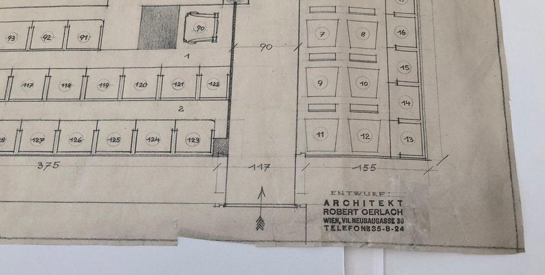 Mason Lodge Schwindgasse Working Drawings by AnotherView, Vienna, 1930s, Set of 5-BAF-763415