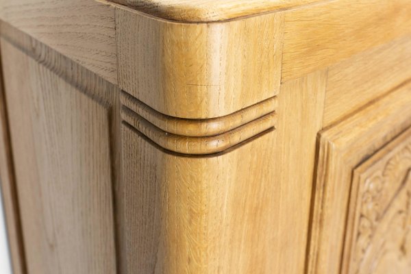 Massive French Antelopes Credenza in Oak with Marble Top, 1940-RIU-1427416