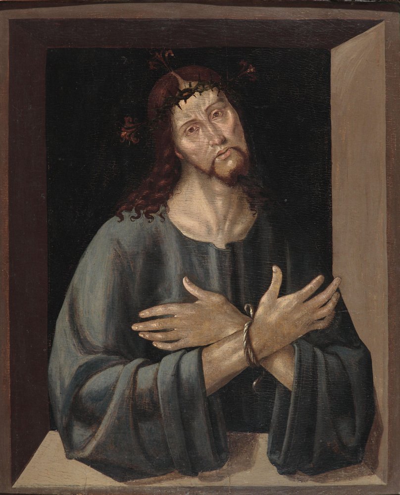 Master of the Sforzesca Altarpiece, Ecce Homo, Oil on Panel, Framed