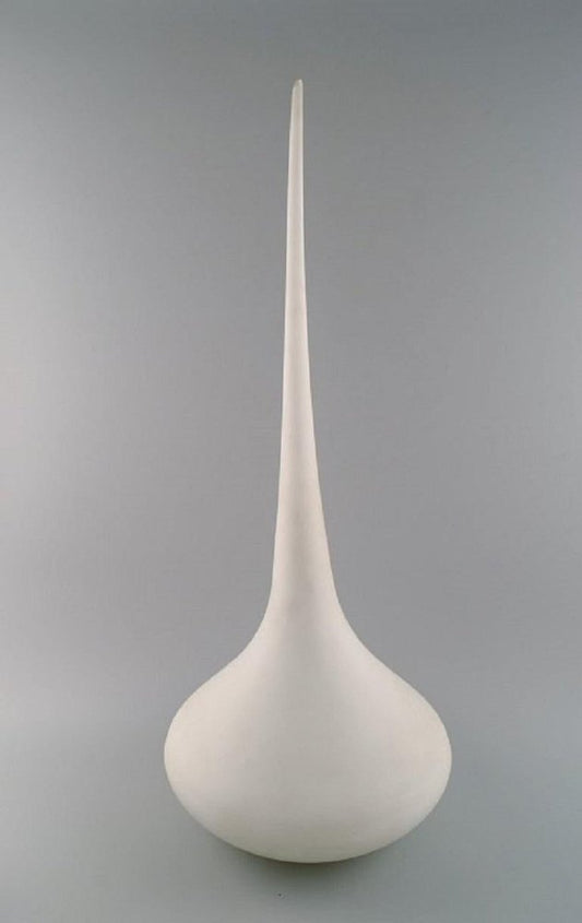 Matt White Colossal Drop-Shaped Murano Vase