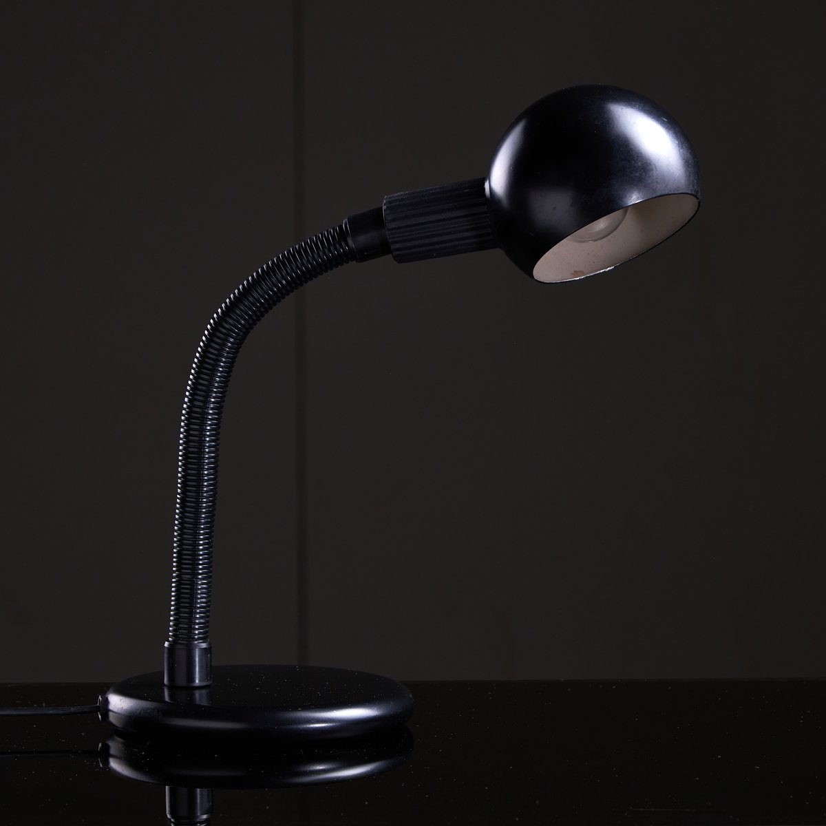 Matte Black Table Lamp with Spherical Hood