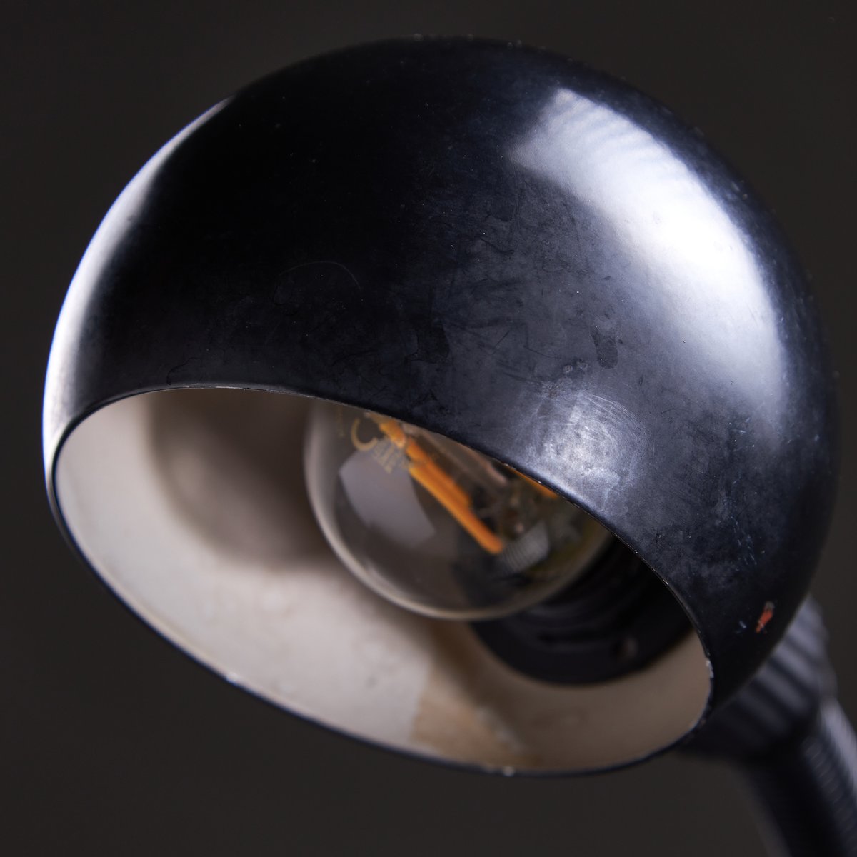 Matte Black Table Lamp with Spherical Hood