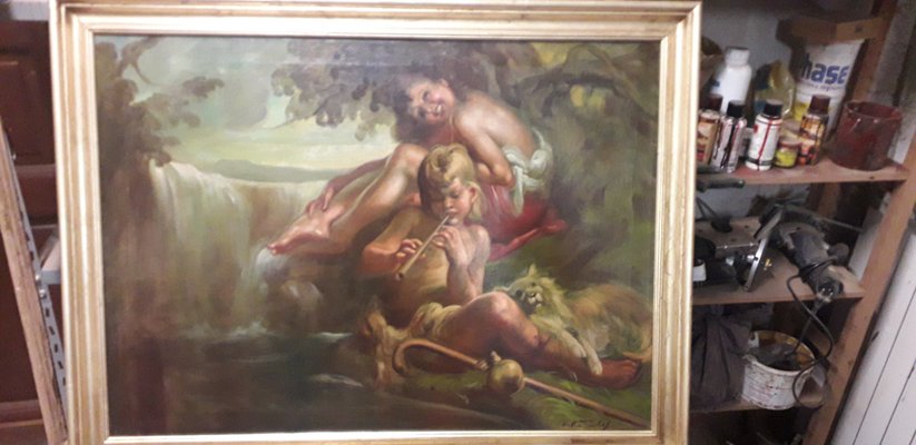 Mattia Traverso, Figurative Scene, 1890s, Oil on Canvas, Framed-AKA-1807079