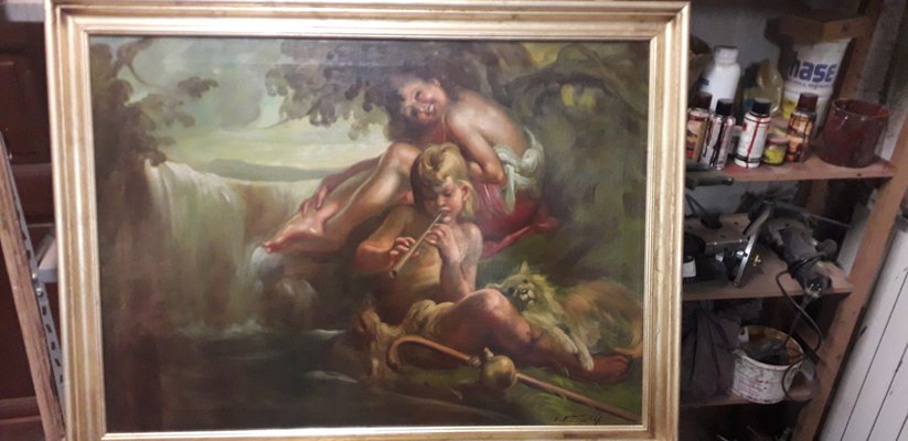 Mattia Traverso, Figurative Scene, 1890s, Oil on Canvas, Framed-AKA-1807079