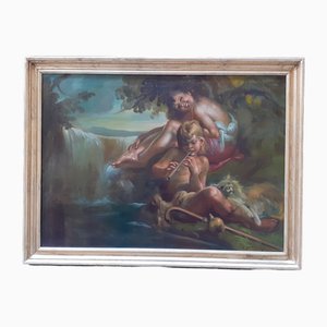 Mattia Traverso, Figurative Scene, 1890s, Oil on Canvas, Framed-AKA-1807079