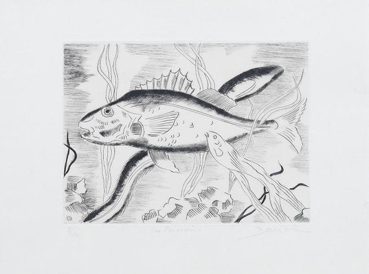 Maurice Bouval - Fish - Original Etching - 1960s-ZCI-823532