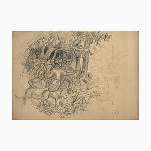 Maurice Chabas, Into the Wood, Original Pencil Drawing, Early 20th-Century-ZCI-1257804