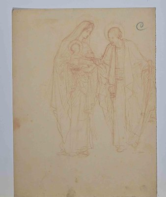 Maurice Chabas, The Holy Family, Pencil Drawing, Early 20th-Century-ZCI-1264856