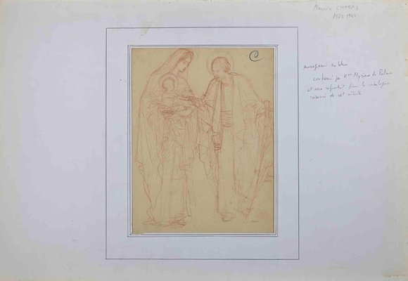 Maurice Chabas, The Holy Family, Pencil Drawing, Early 20th-Century-ZCI-1264856