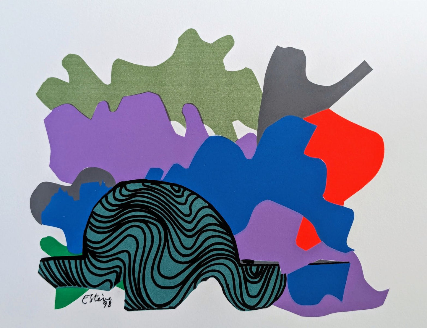 Maurice Esteve, Composition after Collage, Original Serigraph, 1997