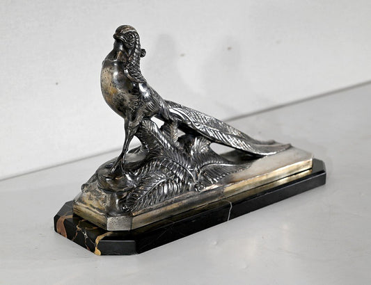 Maurice Frecourt, The Pheasant, 1910, Metal & Marble