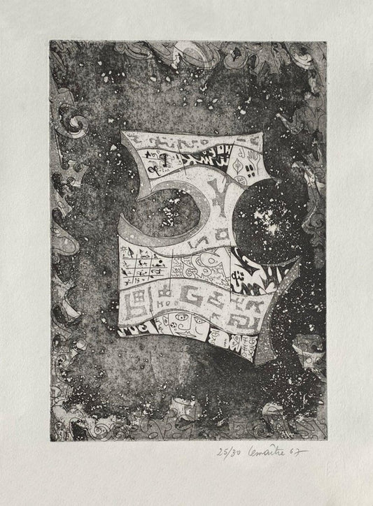 Maurice Lemaitre, Puzzle I, 1967, Etching on BFK Rives Paper