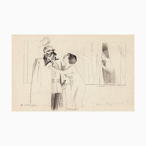 Maurice Lourdey, Theatrical Scene, Pencil on Paper, 20th Century-ZCI-870991