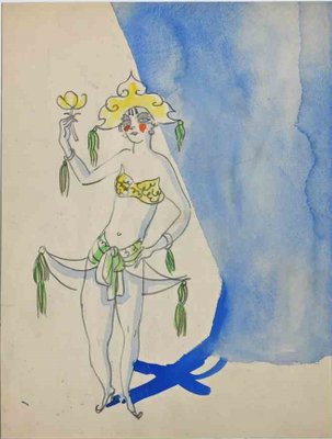 Maurice Van Moppes, The Dancer, Pencil & Watercolor, Early 20th-Century-ZCI-1270457