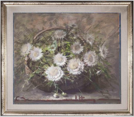 Maurizio Massi, Flowers Basket, Oil on Canvas, 1990s-ZCI-1761994