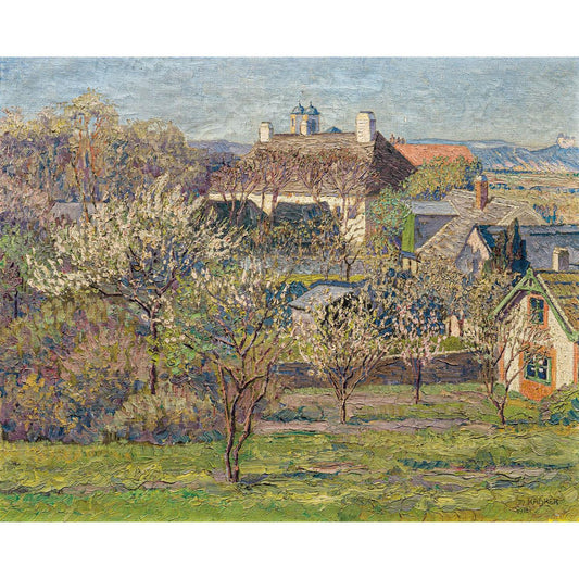 Max Kahrer, View on Blooming Orchards, 1918, Oil on Canvas