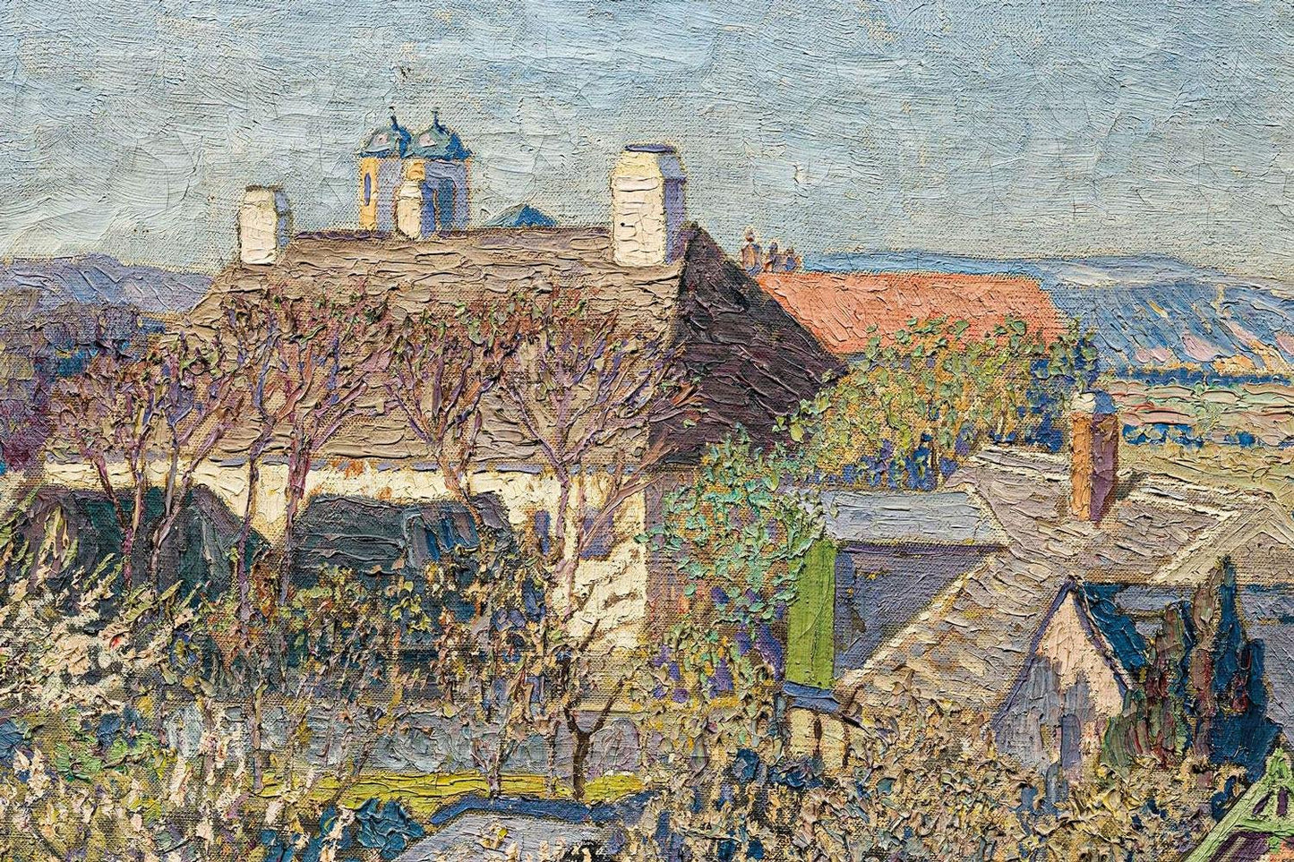 Max Kahrer, View on Blooming Orchards, 1918, Oil on Canvas