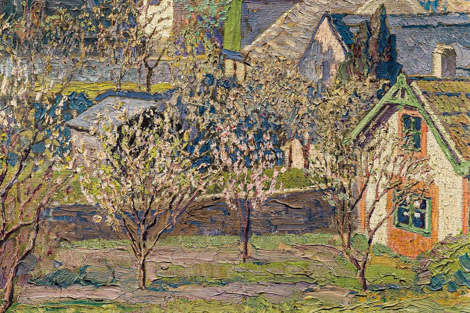 Max Kahrer, View on Blooming Orchards, 1918, Oil on Canvas