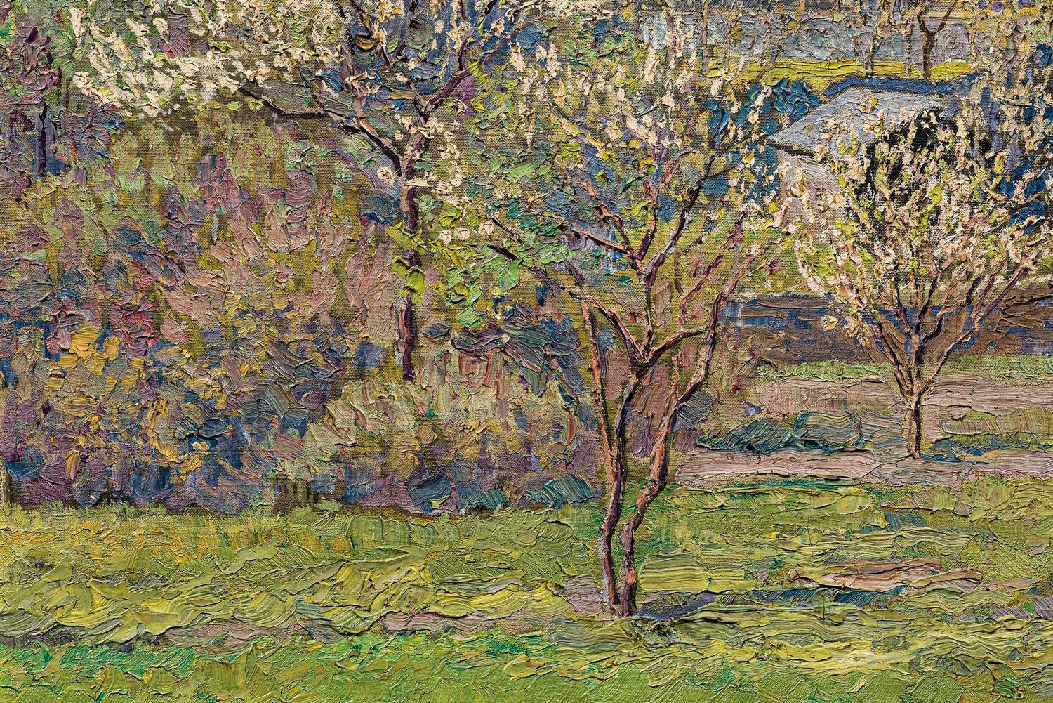 Max Kahrer, View on Blooming Orchards, 1918, Oil on Canvas