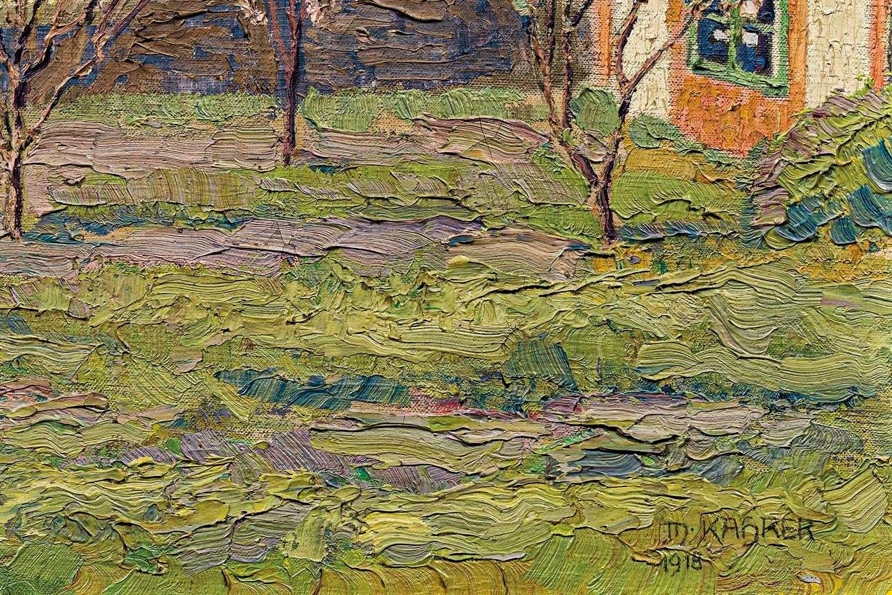 Max Kahrer, View on Blooming Orchards, 1918, Oil on Canvas