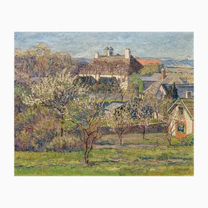 Max Kahrer, View on Blooming Orchards, 1918, Oil on Canvas-TJY-1806637