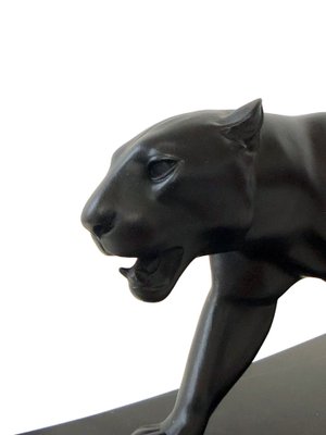 Max Le Verrier, Art Deco Style Black Panther Uganda Sculpture, 2022, Spelter & Marble-QGS-1723770