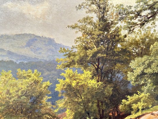 Max Schmidt, Südliche Landschaft mit Kühen, Oil on Canvas-QFT-1722557