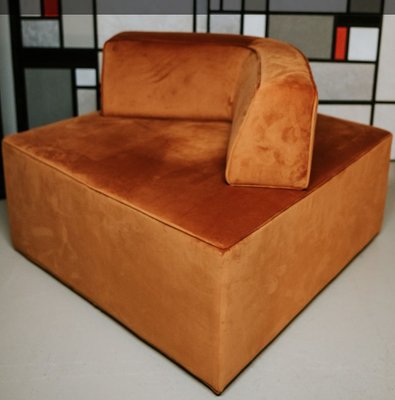 Maxi Pouf in Smooth Velvet with Movable Backrest, Italy, 1980s-ERB-1756999