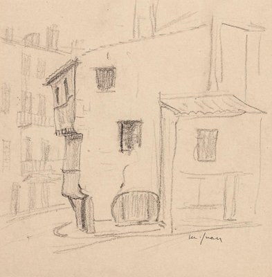 Maxime Juan - Houses - Original Pencil - Mid-20th Century-ZCI-839467