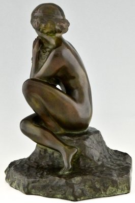 Maxime Real Del Sarte, Art Deco Sculpture, Seated Nude with Flowers, France, 1920s, Bronze-KTN-1060809