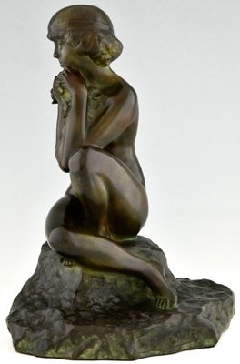 Maxime Real Del Sarte, Art Deco Sculpture, Seated Nude with Flowers, France, 1920s, Bronze-KTN-1060809