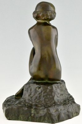 Maxime Real Del Sarte, Art Deco Sculpture, Seated Nude with Flowers, France, 1920s, Bronze-KTN-1060809