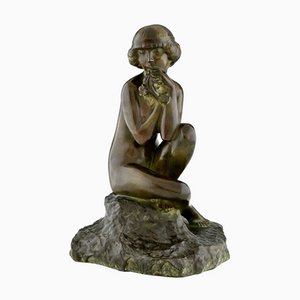 Maxime Real Del Sarte, Art Deco Sculpture, Seated Nude with Flowers, France, 1920s, Bronze-KTN-1060809