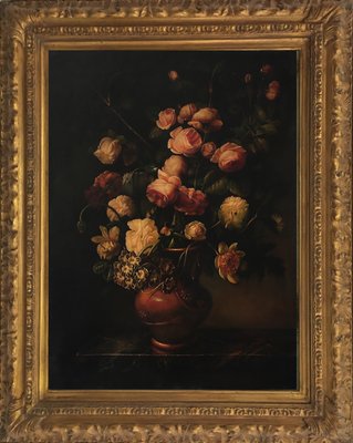 Maximilian Ciccone, Italian Still Life of Flowers, Oil on Canvas, Framed-YUW-1298504