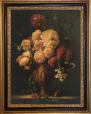 Maximilian Ciccone, Italian Still Life of Flowers, Oil on Canvas, Framed-YUW-1298499