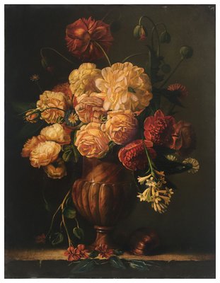 Maximilian Ciccone, Italian Still Life of Flowers, Oil on Canvas, Framed-YUW-1298499